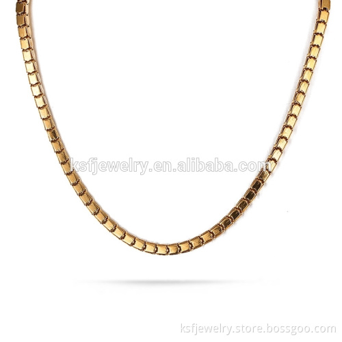 Fashion Trends Chunky Stainless Steel Gold Box Chain Necklace for Men Wholesale